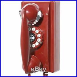 Red Vintage Phone 1950 Retro Wall Mount Classic Mid Century Corded Telephone New
