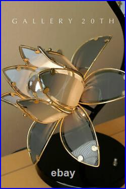 Regency! MID Century Modern 3-shade Laurel Lotus Table Lamp! Italy Vtg 1960s