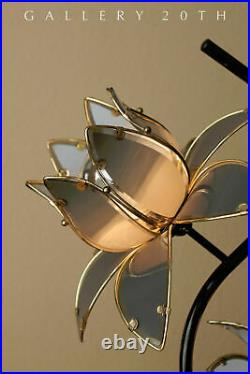 Regency! MID Century Modern 3-shade Laurel Lotus Table Lamp! Italy Vtg 1960s