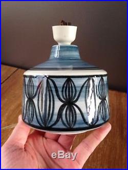 Retro 60's 70's Blue Jersey Pottery Scandinavian Style Lamp Base MID Century Vtg