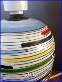 Retro 70's Multicoloured Striped Italian Pottery Lamp Base MID Century Vintage