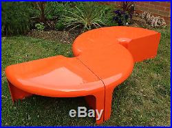 Retro 70s Quattro Quarti Bernini Orange Plastic Table Shelves eames panton heals