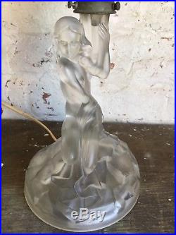 Retro Flame Lamp Mid Century Vintage Glass Lamp Nude Lady Holding Torch