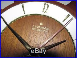 Retro Mid Century Junghans Timber Starburst Sunburst Vintage Wall Clock In VGWO