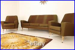 Retro Mid Century Sofa 2 Armchairs 1960s Atomic Style Three Piece Suite Vintage