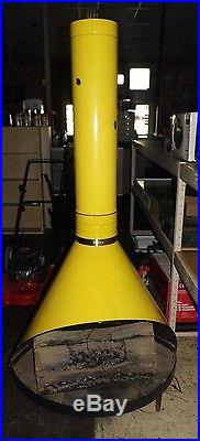 Retro Mid Century Yellow Preway Freestanding Cone Fireplace Vintage with Logs