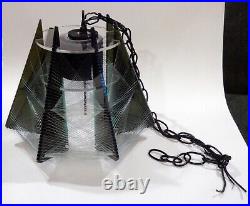Retro Mid-century 60s PAUL SECON Lucite & String Swag Pendant CHANDELIER Lamp