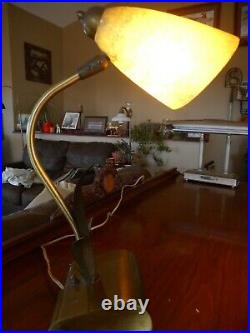Retro Mid century Fiberglass Gooseneck Lamp Leaves Desk Table 1960's Vintage 18