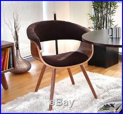 Retro Office Accent Chair Wood Seat Upholstered Vintage Guest Mid Century Modern