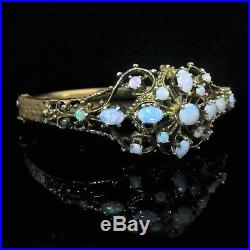 Retro Opal 14k Yellow Gold Oversize Bracelet Mid Century Estate Vintage Jewelry