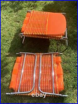 Retro Orange Vintage Sun Loungers VW Camper Beach Chairs 1970 Kitsch