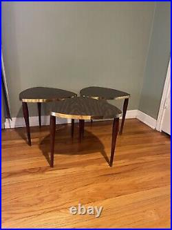 Retro Vintage 3 Mid Century Modern Veneer Coffee Table Side Table Triangular