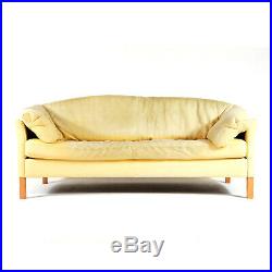 Retro Vintage Danish Banana Leather 2 / 3 Seat Seater Sofa Mid Century 60s 70s