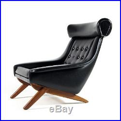 Retro Vintage Danish Teak Illum Wikkelso Ox Chair Lounge Armchair Faux Leather