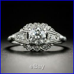 Retro Vintage Mid Century Engagement Wedding Ring 3 Ct Diamond 14k White Gold Fn