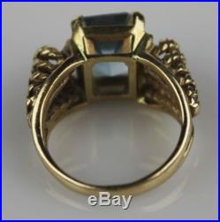 Retro Vintage Mid Century Modern Ladies 10k Gold Blue Topaz Ring Size 6 NRJ NR