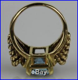 Retro Vintage Mid Century Modern Ladies 10k Gold Blue Topaz Ring Size 6 NRJ NR