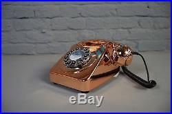 Retro Vintage Mid Century Style Phone Copper Black Cord