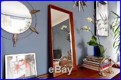 Retro Vintage Mid Century Teak Rectangular Wall Mirror
