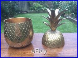 Retro Vintage Solid Brass Pineapple Ice Bucket Trinket Hollywood Regency LARGE