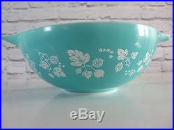 Retro pyrex turquoise blue cinderella bowl gooseberry print mixing bowl English