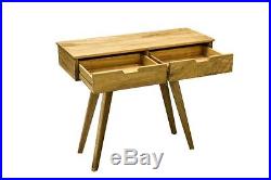 Retro vintage mid century solid wood console desk with drawers