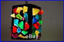 Rock Chunks, #104B, Hanging Lamp. One only Multi color Swag Lamp