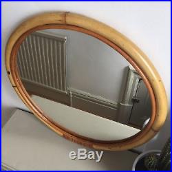 Round Vintage Bamboo Wall Mirror Circular Retro Scandi Mid Century 40cm