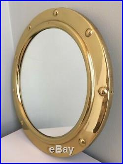 Round Vintage Brass Porthole Mirror Gold Circular Mid Century Retro 30cm m91