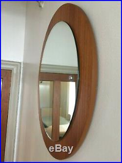 Round Vintage Teak Wall Mirror Retro Mid Century 1960s 1970s Circular 50cm m138