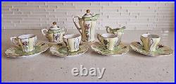 Royal Limoges China Gold Espresso Set Mid Century 1960s 11 Pieces