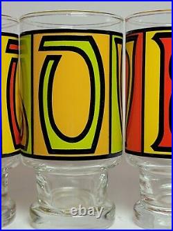 SET of THREE 1960's VINTAGE MID CENTURY LOVE RETRO DRINKING GLASSES 12oz