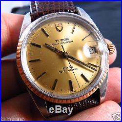 SOLID GOLD BEZEL SWISS MADE TUDOR PRINCE OYSTERDATE AUTO LADY WATCH