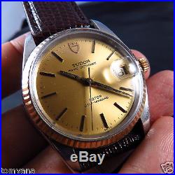 SOLID GOLD BEZEL SWISS MADE TUDOR PRINCE OYSTERDATE AUTO LADY WATCH