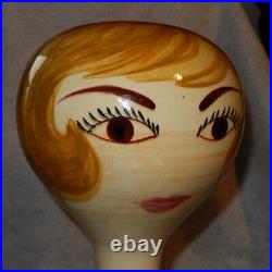 STANGL Pottery 15 PATSY Head Wig Hat Stand Mid Century Blonde Modern Wood Base