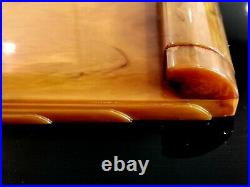 STUNNING EXAMPLE. Carvacraft Butterscotch / Amber Bakelite Desk notepad holder