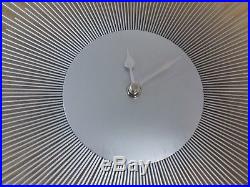 SUNBURST STARBURST Mid Century Modern Vintage Retro Replica Wall Clock Silver