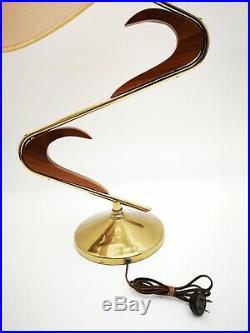 SUPERB Vtg 50s Retro ATOMIC Mcm Z Majestic Boomerang Table LAMP Fiberglass SHADE