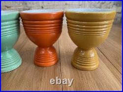 Set Of 4 Mid Century Modern Colorful Ceramic Double Egg Cups