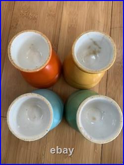 Set Of 4 Mid Century Modern Colorful Ceramic Double Egg Cups
