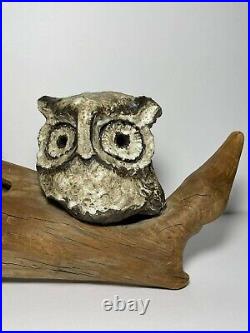Set of 3 Mid Century Studio Pottery Owls Signed S. Pushman