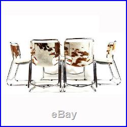 Set of 6 Retro Vintage Danish Chrome & Cowhide Dining Chairs Mid Century 60s 70s