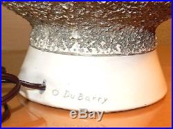 Signed Pair Dubarry Spaceship Lamps MID Century Original Shades Chalkware