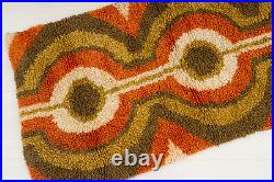 Small mid century rya rug with abstract pattern, retro handmade tapestry from 60s