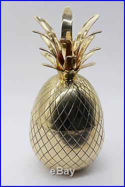 Solid Brass Pineapple ice Bucket Trinket Hollywood Regency 11.5 inches 1960s