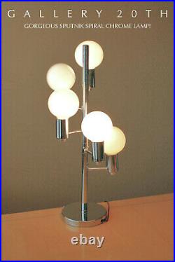 Sputnik Chrome MID Century Modern Atomic Table Lamp! Sonneman Lighting Space 60s