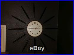 Starburst Mid-Century Modern Vintage Wall Clock! Retro 1960's USA Sunburst WORKS