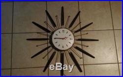 Starburst Mid-Century Modern Vintage Wall Clock! Retro 1960's USA Sunburst WORKS