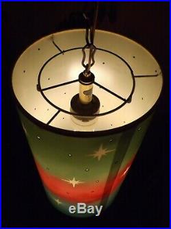 Starburst Swag Lamp Mid Century Hollywood Regency Red Green Blue Retro Vtg MCM