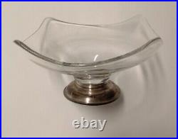 Sterling Silver Vintage Glass Bowl Whiting Candy Nut Mid Century Modern MCM